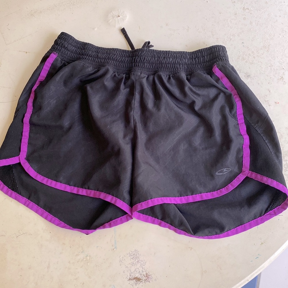 black and purple champion shorts